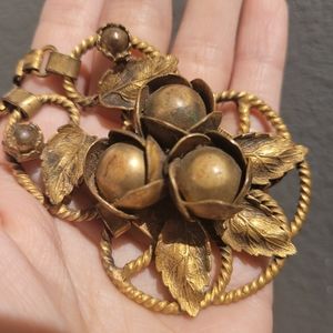 Vintage Bookchain brass? Floral necklace